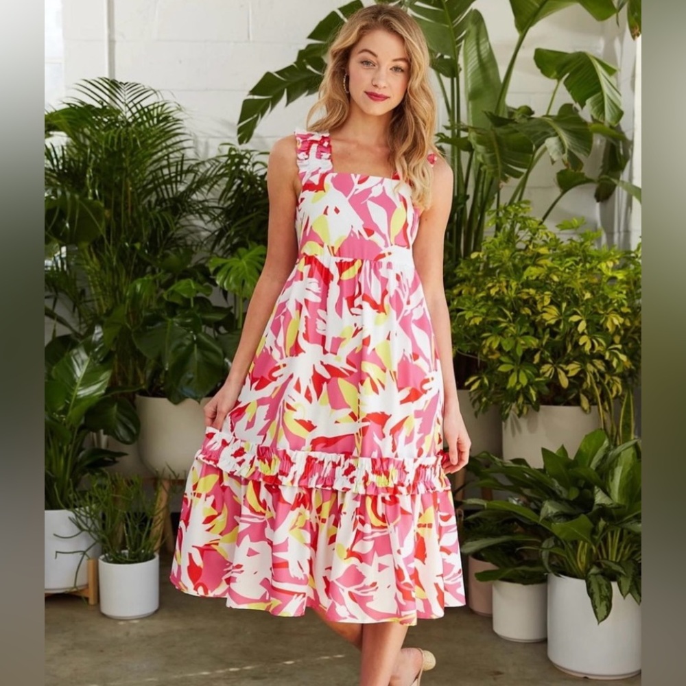 Crosby by Mollie Burch Bowie Pink Tropics Dress Size Small